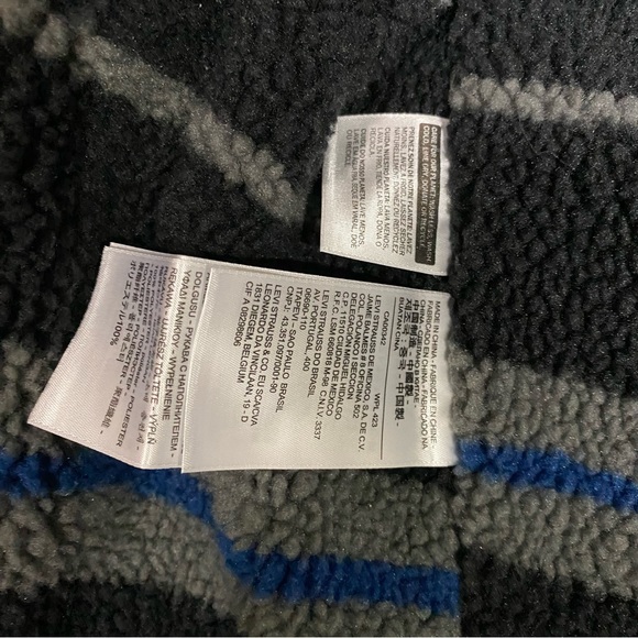 Levi's Men's Sherpa Fleece Lined TruckerJacket Black Charcoal Snap Buttons Sz S - Picture 7 of 9